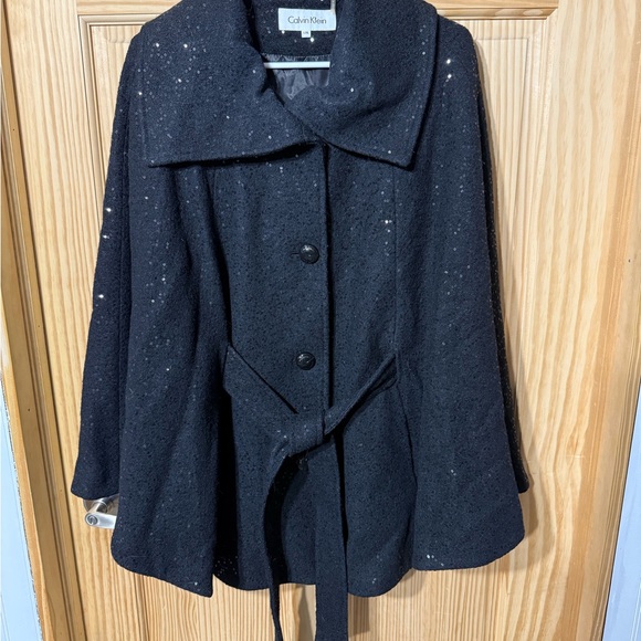 Calvin Klein Jackets & Blazers - Calvin Klein Black Cape with Wide Collar and Belt